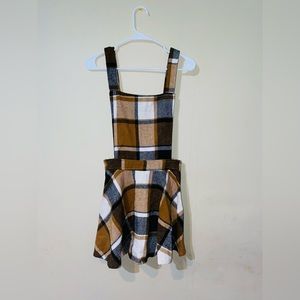 Plaid Print Overall Dress‎